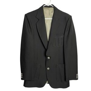 Vintage Angels Flight Blazer Jacket Mens 40L Black 2 Button Vented 70s Disco